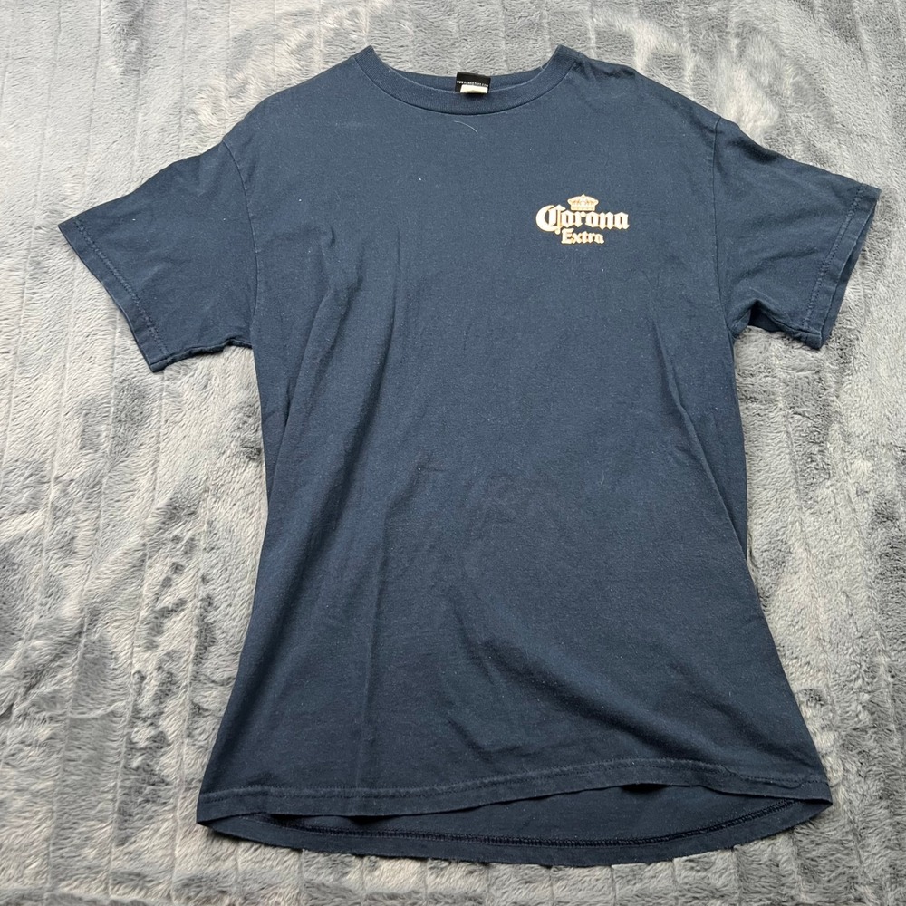 Corona Extra Welcome to Paradise Graphic T-Shirt Navy Blue Men's Medium Hybrid